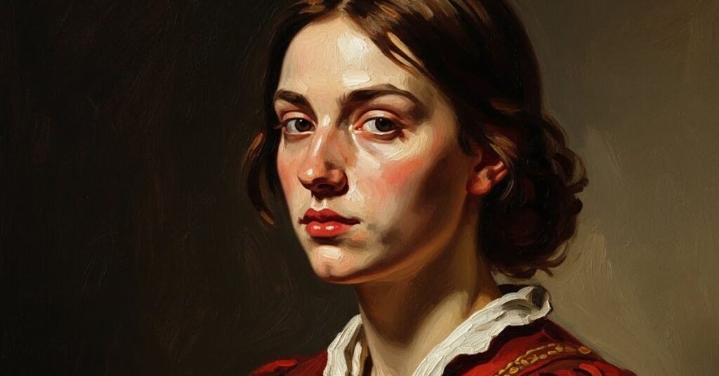 Elegant artistic portrait inspired by oil painting techniques, soft directional light, rich textures, refined museum-quality aesthetic